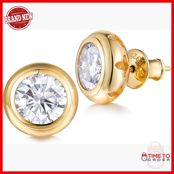 2 Carat Moissanite Stud Earrings 925 Sterling Silver Hypoallergenic